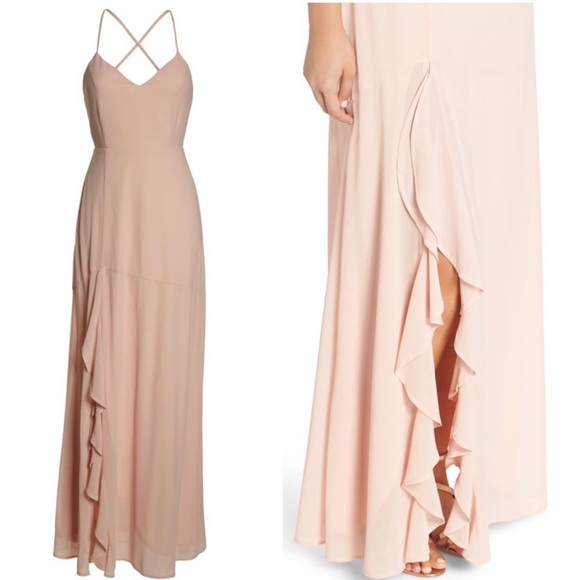 Lulus Luxurious Love Blush Lace-Up Maxi Dress XS - Picture 4 of 9